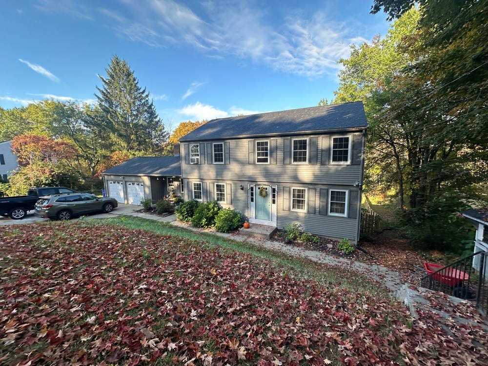 Colonial home in autumn.